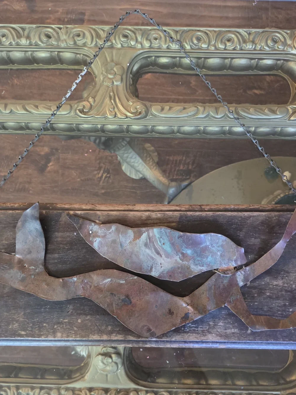 Vintage Distressed Copper Mermaid Plaque Sign